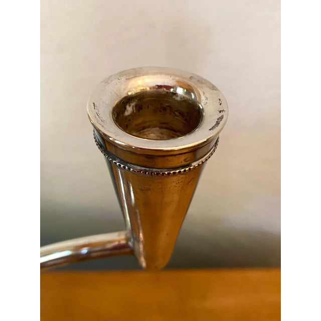 Sterling Silver 3 Arm Candlabra For Sale - Image 9 of 12