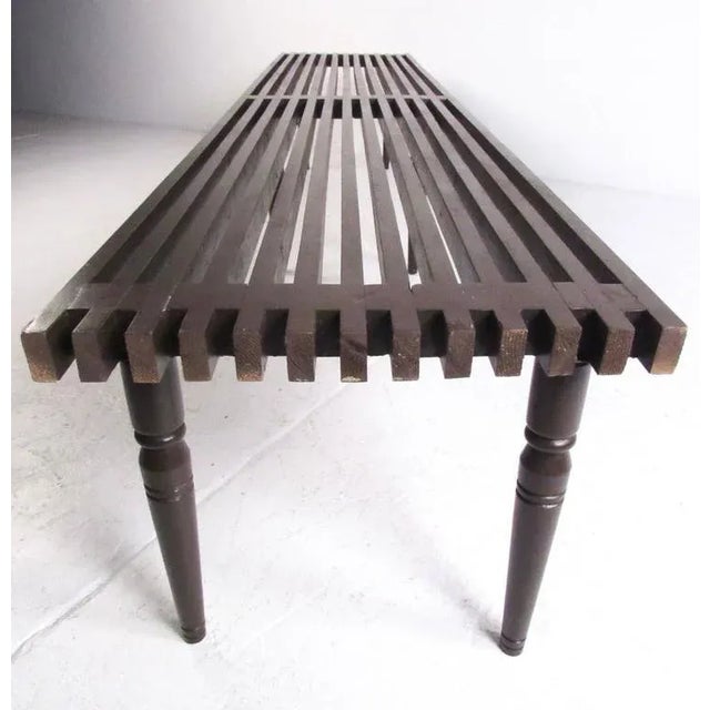 1970s Mid-Century Modern Slat Bench For Sale - Image 4 of 11