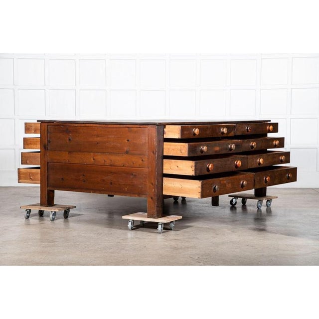 Large 19th Century English Pine Double Sided Work Table, 1890 For Sale - Image 9 of 18