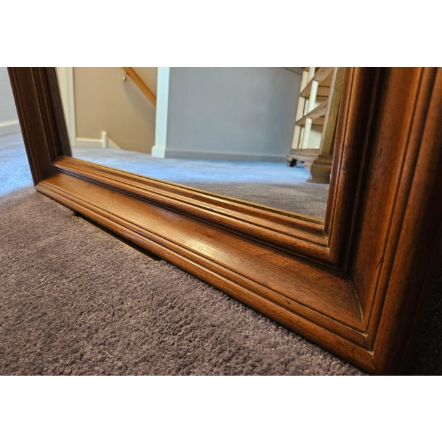 Wood Vintage 1950s Thomasville Rustic European Dresser Chest of Drawers Mirror Pecan For Sale - Image 7 of 10