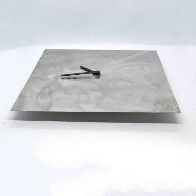 1980s 1980's Vintage Minimalist Bauhaus Stainless Steel German Wall Clock For Sale - Image 5 of 6