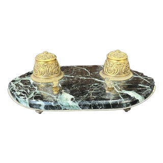 19th Century Napoleon III Inkwell in Marble and Bronze For Sale