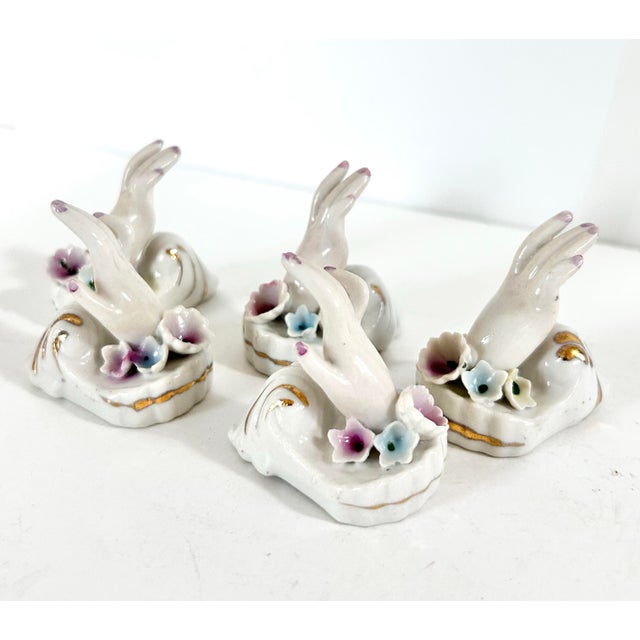 Vintage Porcelain Hand Place Card Holders, Set of 5 For Sale - Image 11 of 13
