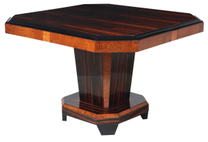 French Art Deco Dining Table in Macassar Ebony and Amboyna, 1925