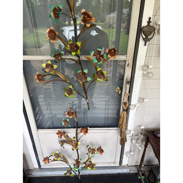 Mid-Century Modern Metal Art Sculpture Floral and Leaves, Set For Sale - Image 3 of 12