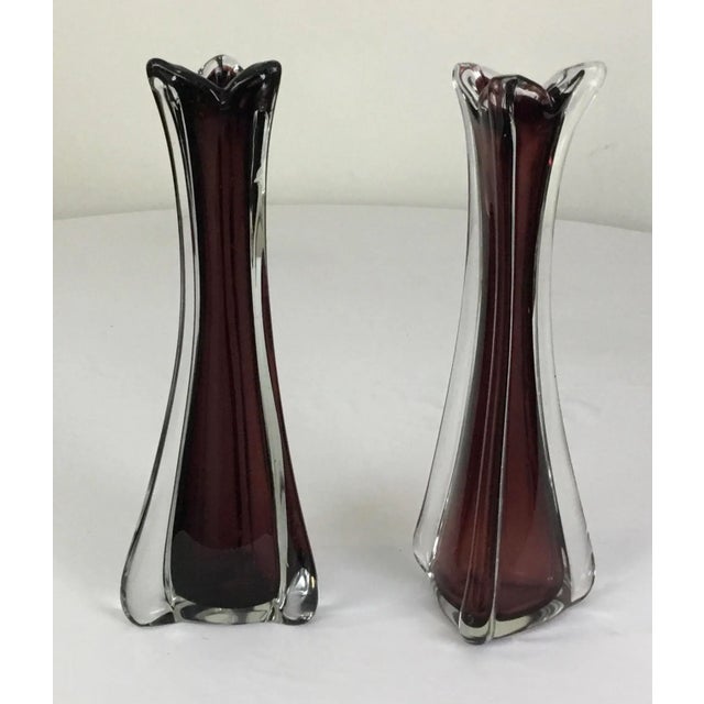 1950s Hand Blown Swing/Stretch Vases - a Pair For Sale - Image 6 of 6
