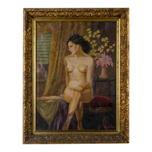 Jan Nosek Nude Painting, C. Mid-20th Century