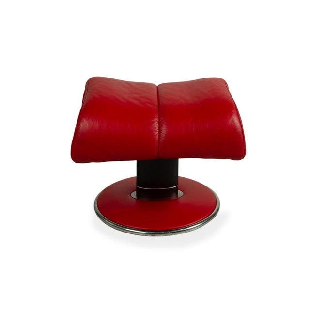 Set of Lounge Chair and Ottoman in Red Leather from Stressless For Sale - Image 12 of 16