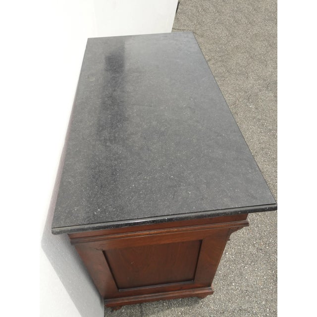 1930s Antique French Victorian Ornate Sideboard Cabinet Entry Table Black Granite Top For Sale - Image 5 of 13