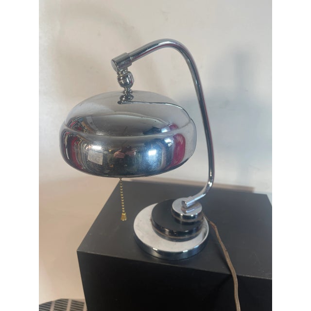 Metal Art Deco Chrome & Black Desk Lamp 1920s For Sale - Image 7 of 9