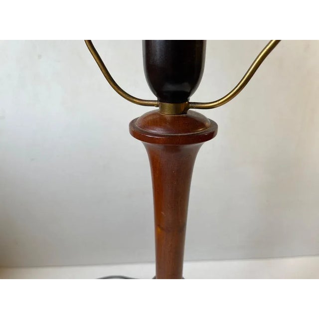 Scandinavian Modern Table Lamp in Walnut and Brass, 1950s For Sale - Image 6 of 10