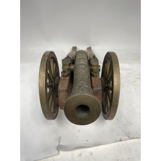 Vintage Cannon in Bronze and Wood, 1950s For Sale - Image 11 of 14