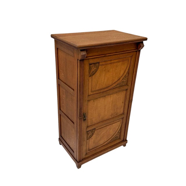 Arts & Crafts Art Nouveau One-Door Cabinet, 1900s For Sale - Image 6 of 11