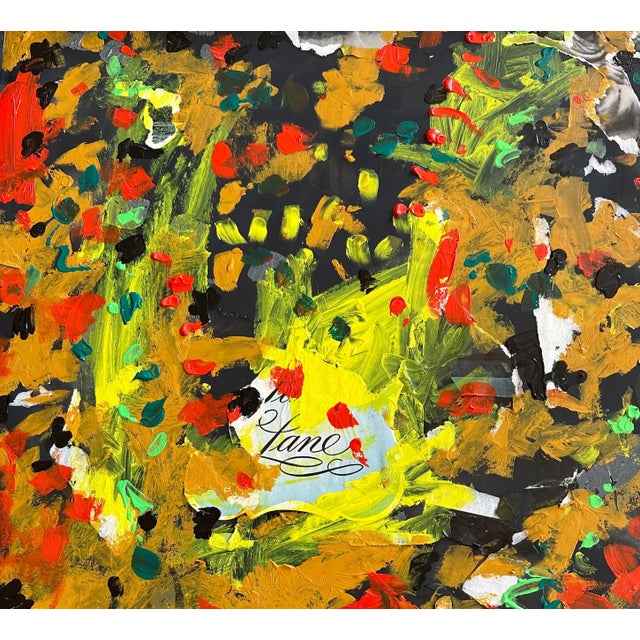 Paper and acrylic paint abstract in a rustic, minimal style blue frame. Signed and ready to hang. Nancy Smith is a super...