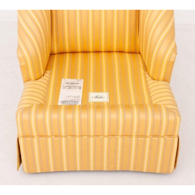 Textile Baker Yellow Striped Silk Lounge Chairs, Pair For Sale - Image 7 of 13