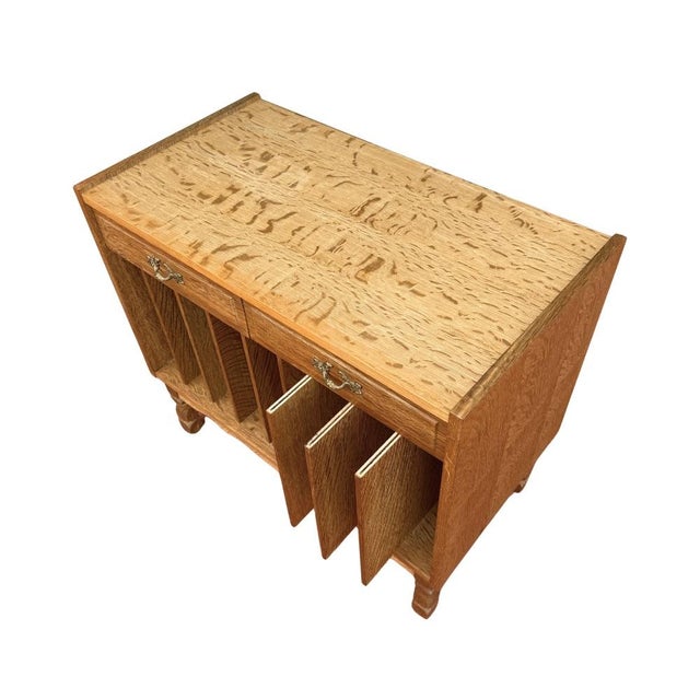 Wood Mid 20th Century Danish Brutalist Record Cabinet by Henning Kjærnulf, Attributed, A Pair For Sale - Image 7 of 8