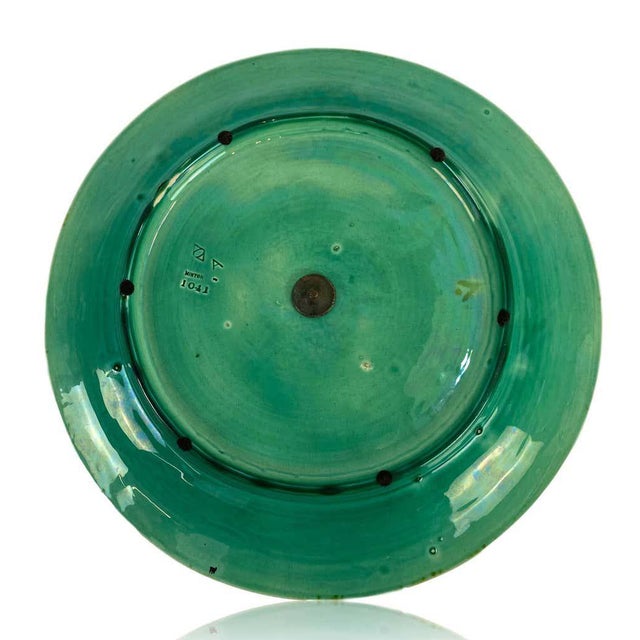 Green Minton Majolica Centerpiece Tray 15-In, Lotus Flower on Green Ground, Dated 1863 For Sale - Image 8 of 9