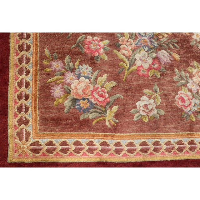 Antique Hand Knotted European Savonnerie Rug in Wool With Floral Design For Sale - Image 12 of 12
