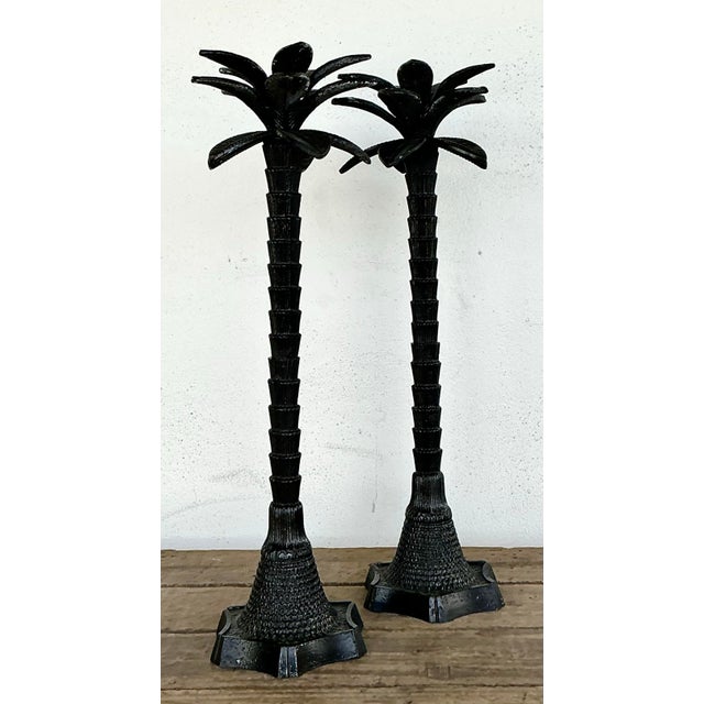 Vintage Monumental Palm Tree Candlesticks - A Pair For Sale - Image 12 of 12