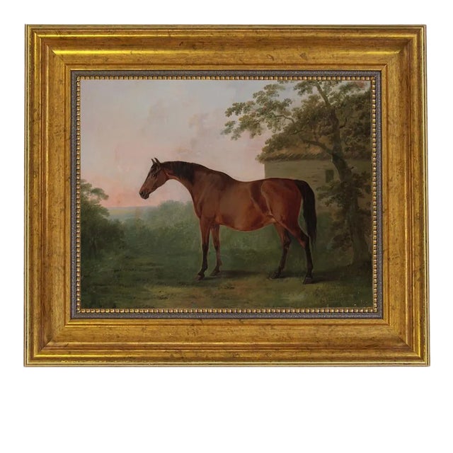 "Juno" After George Stubbs Contemporary Reproduction Print on Canvas, Small Gold Frame, 8 x 10 For Sale