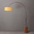 Mid-Century Modern Tambo 92" Arc Lamp, Mid-Century Modern, Mustard Linen Shade, Black Nickel, Walnut Base For Sale - Image 3 of 6