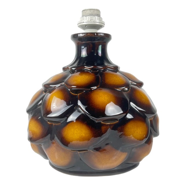 Large Ceramic Table Lamp in Scale Pattern, 1970 For Sale