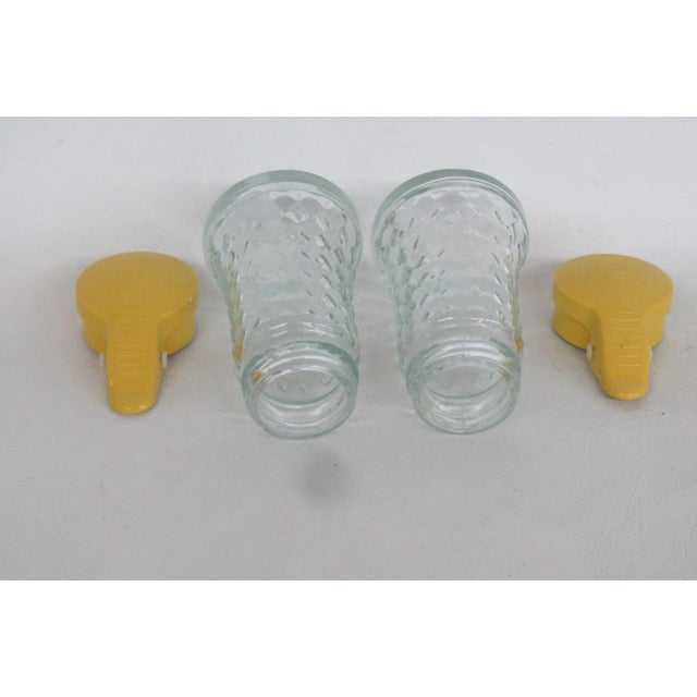 Mid 20th Century Mid 20th Century Daniells Mid Century Modern Yellow Flip Top Glass Salt and Pepper Shaker Pair For Sale - Image 5 of 14