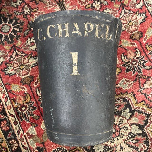 Animal Skin Circa 1850’s Antique Personalized Leather Fire Water Bucket For Sale - Image 7 of 11