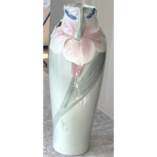 1930s Rörstrand Sweden - Vintage Porcelain Art Nouveau Vase With Hibiscus Flowers For Sale - Image 5 of 5