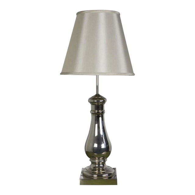 1940s Nickel Plated Balustrade Table Lamp For Sale