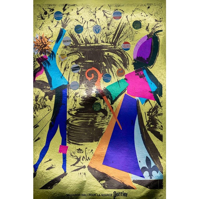 Salvador Dalí (1904–1989) Perrier Water Original color poster Signed in the plate On gold metallic paper mounted on wove...