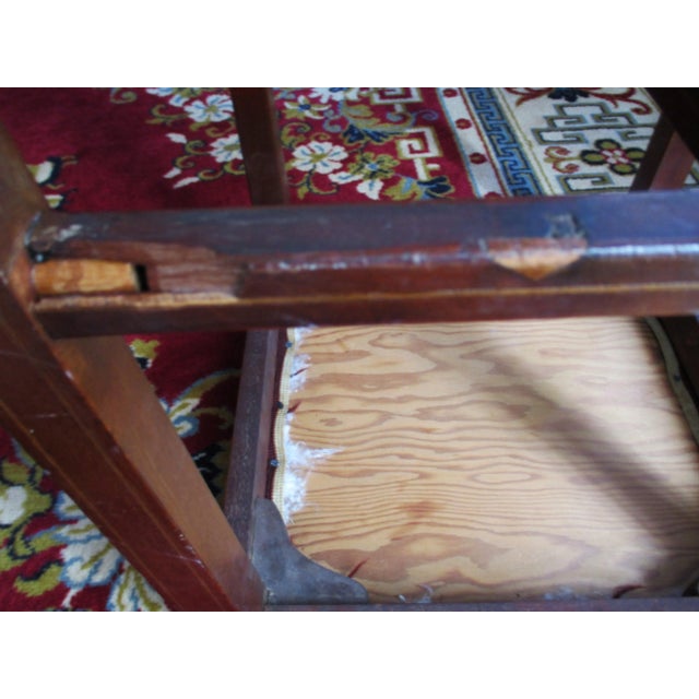Antique Hepplewhite Walnut Inlay Vanity Stool With Needlepoint Top For Sale - Image 9 of 9