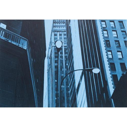 Jacques monory (1924-2018) skyscrapers original color silkscreen print signed in pencil justified artist's proof (ea) on...