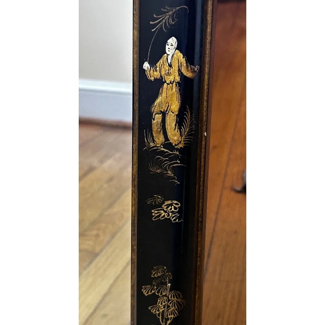 Black Vintage Friedman Brothers Chinoiserie Black Lacquer & Gold Pagoda Motif Wall Mirror, Circa 1960s-1980s For Sale - Image 8 of 12