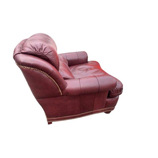 Hancock & Moore Hancock Moore Pair Austin High Back Lounge Chairs and 1 Ottoman Nailhead Trim For Sale - Image 4 of 18