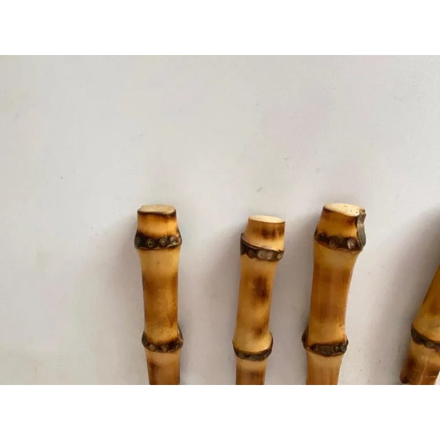 Brown French Cutlery in Faux Bamboo, 1970, Set of 12 For Sale - Image 8 of 12