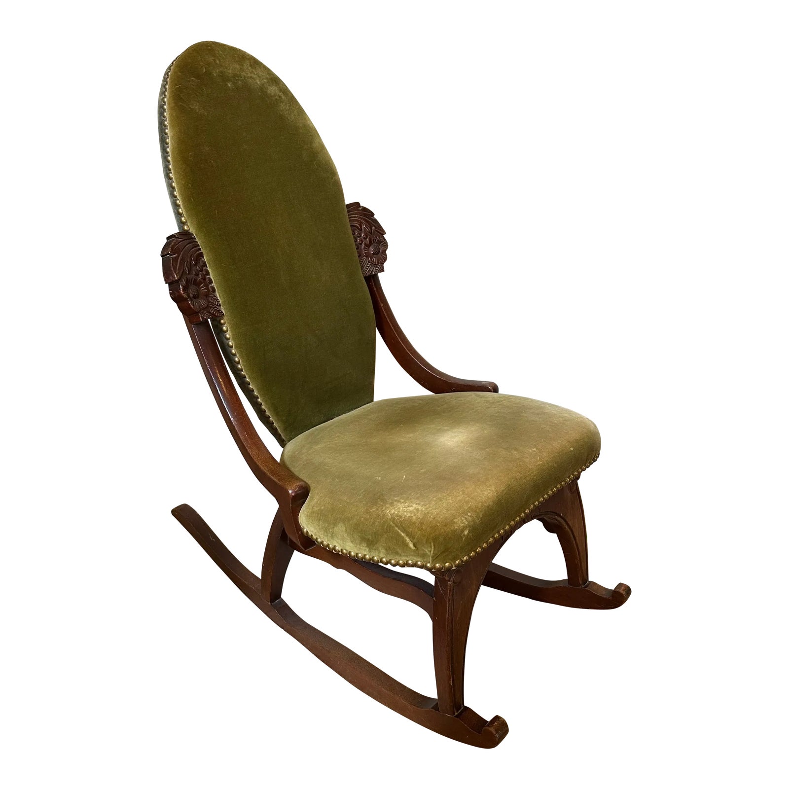 Antique Sewing Rocker With Footstool | Chairish