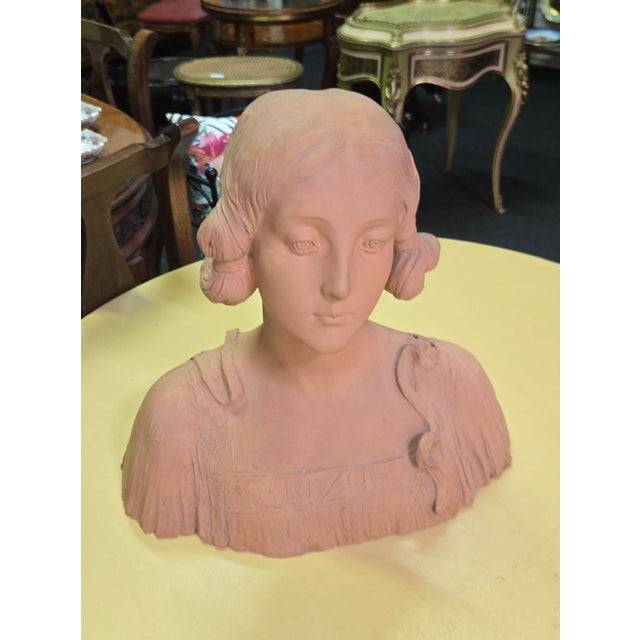 Art Deco Terracotta Female Bust, 1930s, in Good conditions. Designed 1920 to 1949