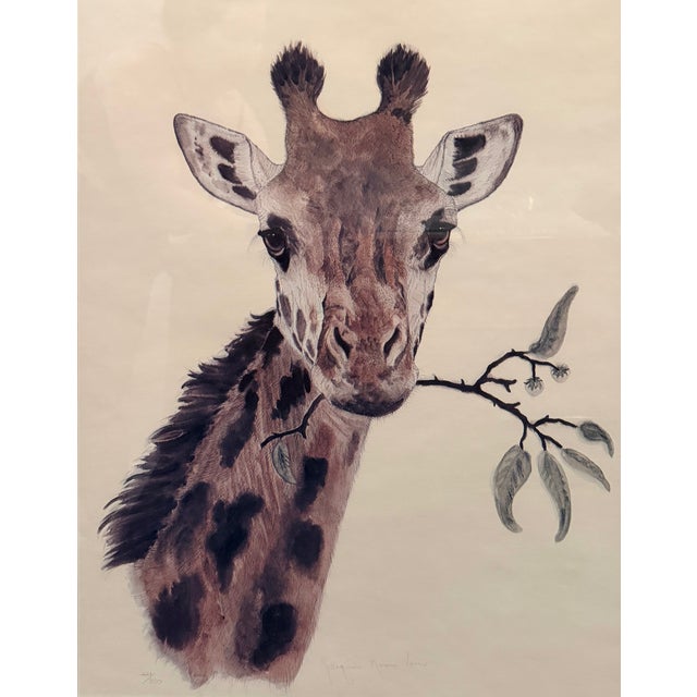 1975 Jacquie Marie Vaux "Giraffe" Signed Limited Edition Lithograph, Framed For Sale In Dallas - Image 6 of 11