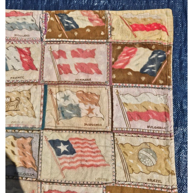 1900 - 1909 Rare Tobacco Flag Quilt For Sale - Image 5 of 18