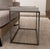 Elegant Restoration Hardware side table featuring a faux shagreen tray top set on a minimalist dark metal frame. Clean,...