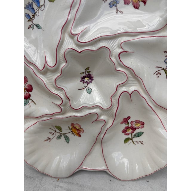 1900 - 1909 Majolica Flowers Oyster Plate Longchamp, Circa 1900 For Sale - Image 5 of 6