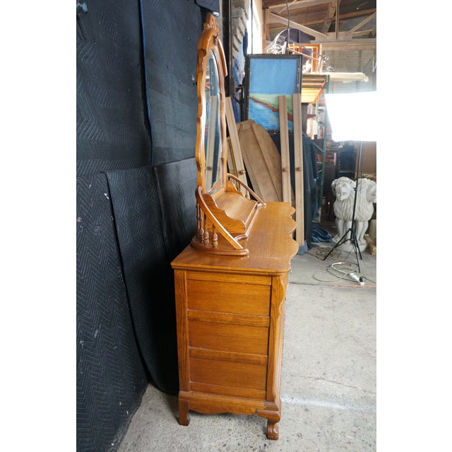 Late 20th Century Lexington Victorian Sampler Collection Oak 391 Spindle Mirror Dresser Chest For Sale - Image 15 of 18