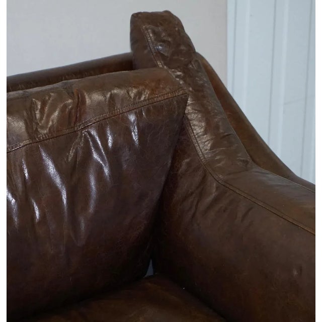 Vintage Brown Leather Sofa For Sale - Image 6 of 18