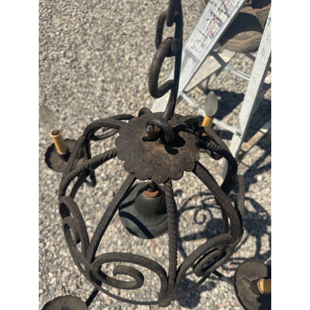 Black 1920s Spanish Wrought Iron Pendant Light For Sale - Image 8 of 12