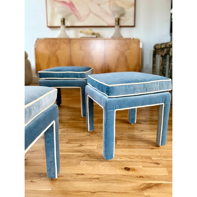 Mid 20th Century Reupholstered Vintage Parsons Style Ottomans - A Pair For Sale - Image 4 of 11