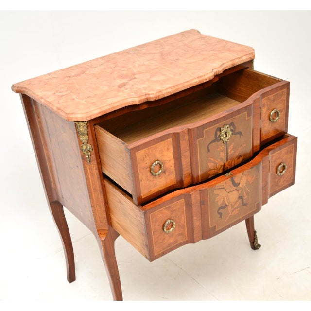 Antique French Marble Top Inlaid Commode, 1890 For Sale - Image 6 of 13