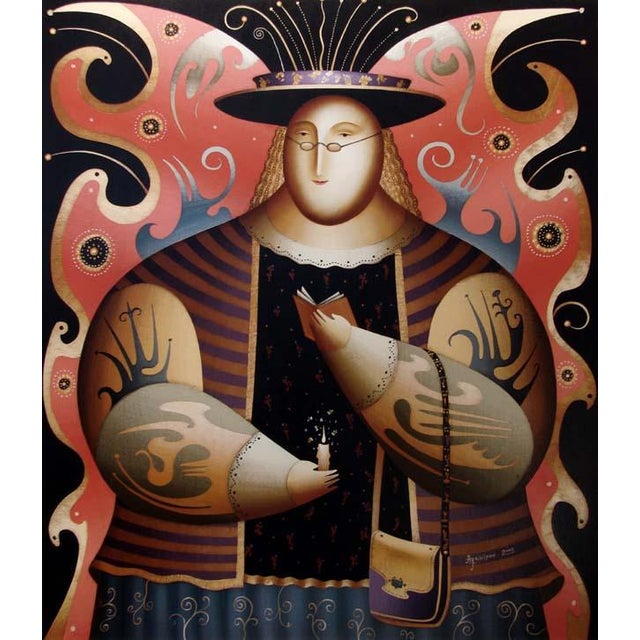 "Mrs. Butterfly" 2000 (framed) by Arkhipov Original Oil on Canvas Image Size : 40" x 34" Framed Size : 52" x 46" Hand...