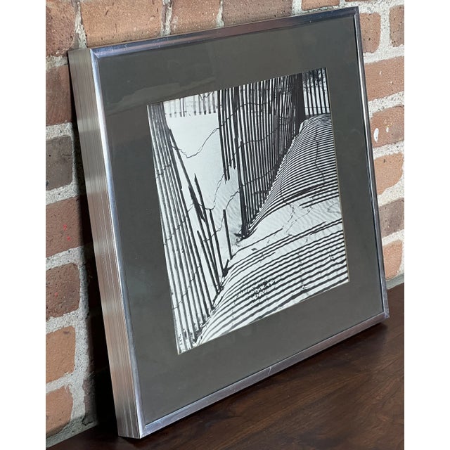 American Vintage Framed Black & White Lithograph Print of a Beach Sand Dune Fence For Sale - Image 3 of 8