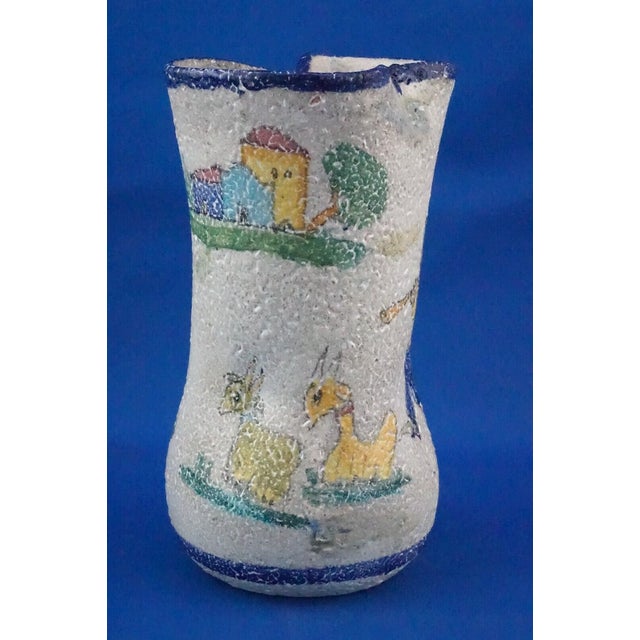 Blue Acid-Treated Majolica Ceramic Vase from Vincenzo Procida, Vietri, Italy, 1920s For Sale - Image 8 of 18